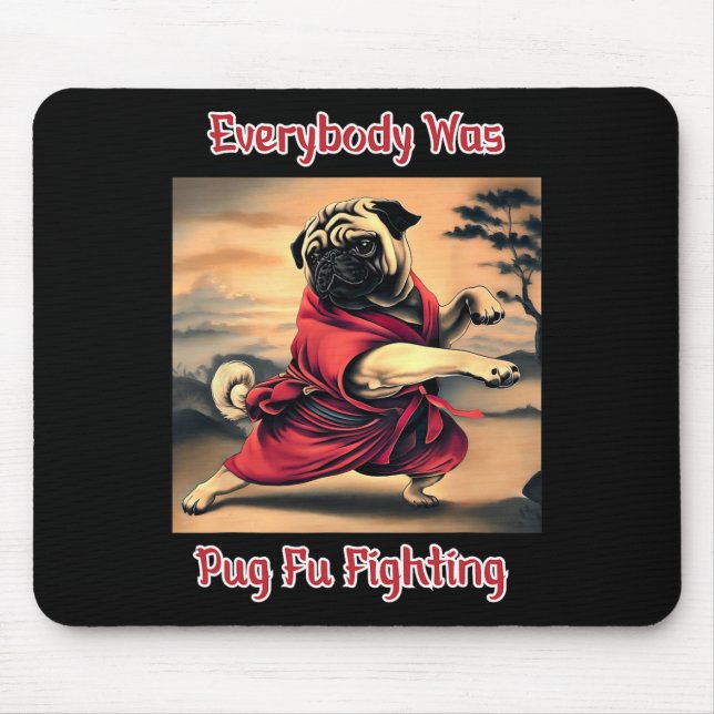 Funny Kung Fu Mops Niedlich Karate Mops Humoriges  Mousepad (Vorne)