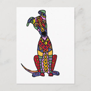 Funny Künstlerisch Greyhound Dog Abstrakte Kunst Postkarte