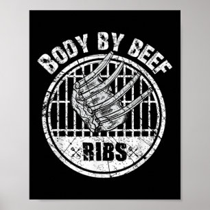 Funny Kurz Rib Grillen Grill Body By Beef Ribs Bar Poster