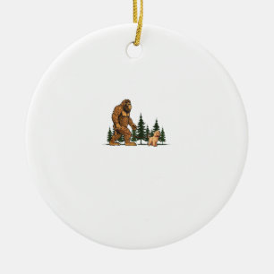 Funny Labradoodle Bigfoot Dog Walking Dog Mama Vat Keramik Ornament