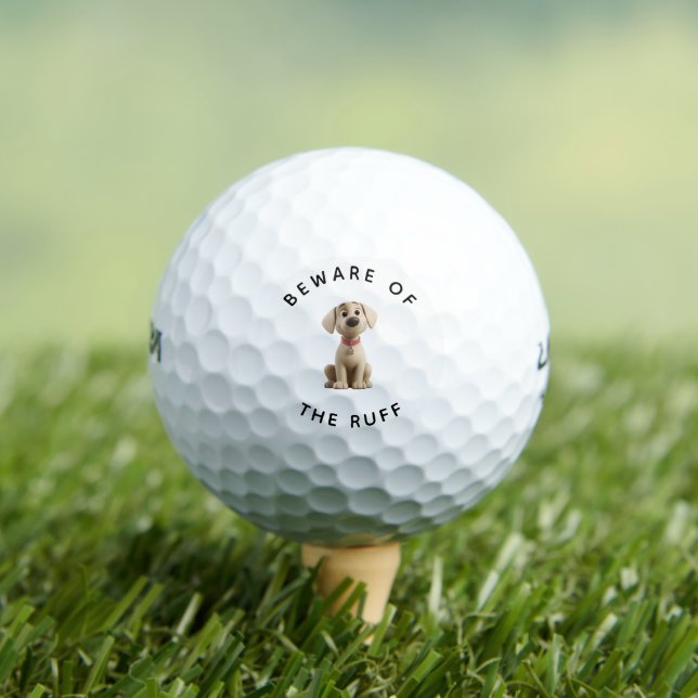 Funny Labrador "Beware of the Ruff" Golf Balls Golfball (Insitu T-Shirt)