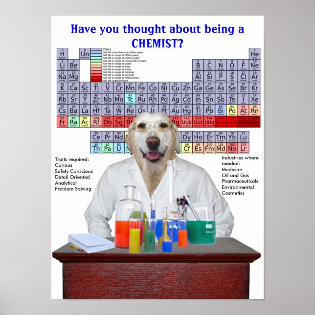 Funny Labrador Chemistry Poster für Lehrer (Vorne)