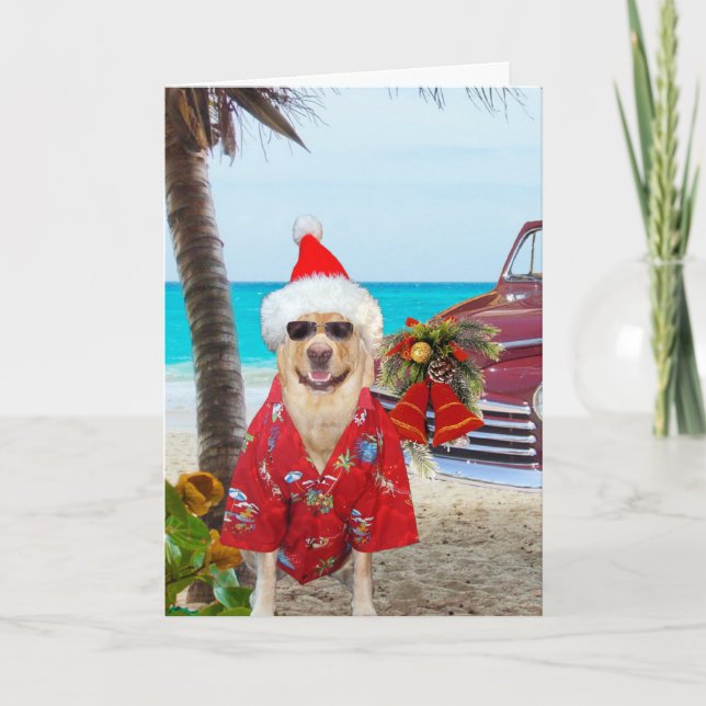 Funny Labrador/Hund Hawaiian/Surfer Weihnachten (Vorderseite)