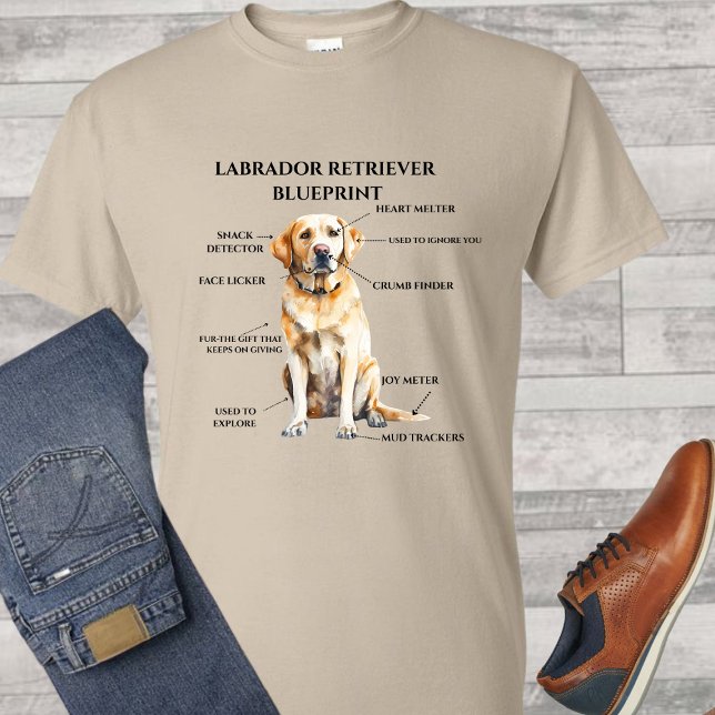Funny Labrador Retriever Blueprint T-Shirt (Von Creator hochgeladen)