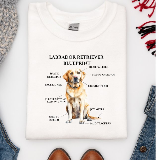 Funny Labrador Retriever Blueprint T-Shirt (Von Creator hochgeladen)