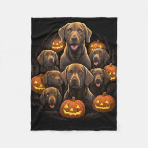 Funny Labrador Retriever Chocolate Pumpkin Hallowe Fleecedecke