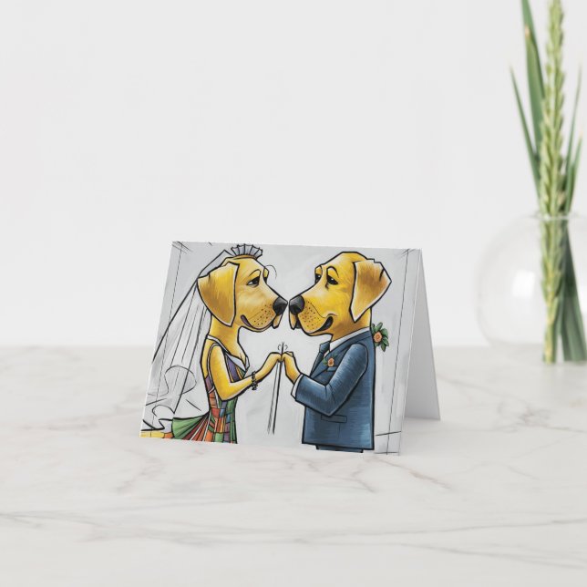 Funny Labrador Retriever Dog Wedding Art Karte (Vorderseite)