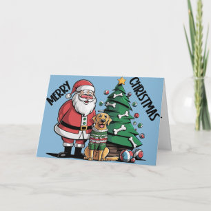 Funny Labrador Retriever Dog with Santa Claus Art Karte