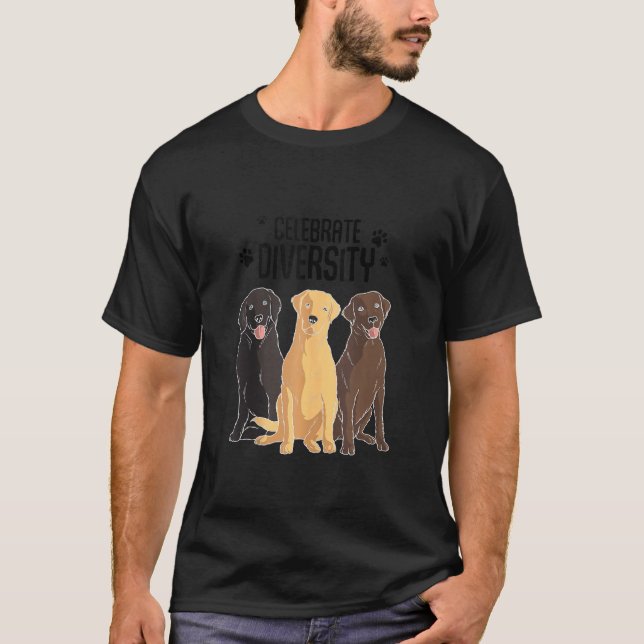 Funny Labrador Retriever Men Women Celebrate Diver T-Shirt (Vorderseite)