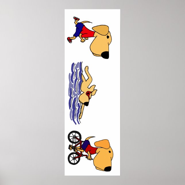 Funny Labrador Retriever Triathlete Poster (Vorne)