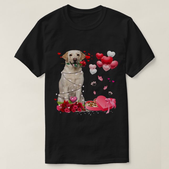 Funny Labrador Rose Herzlichen Glückwunsch Valenti T-Shirt (Design vorne)