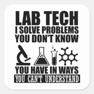 Funny Labrador tech zitiert Labortechniker Spaß Quadratischer Aufkleber