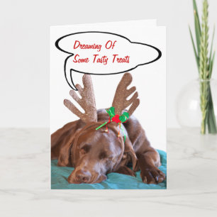 Funny Labrador Wear Antlers Foto Personalisiert Feiertagskarte