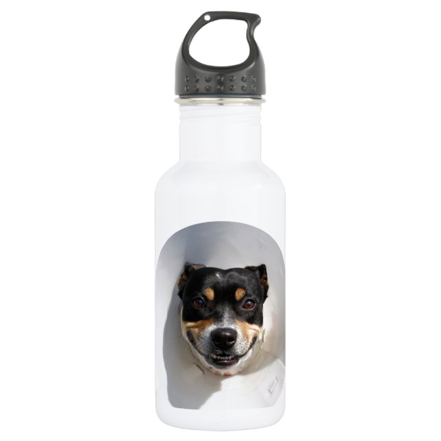 Funny Lächelhund Edelstahlflasche (Vorderseite)