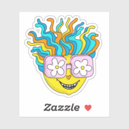 Funny Lächeln Charakter mit rosa Brillen farbig Aufkleber