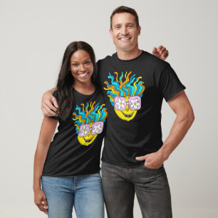 Funny Lächeln Charakter mit rosa Brillen farbig T-Shirt