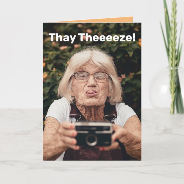 Funny Lächeln, während Sie noch Zähne zum Geburtst Karte (Vorderseite)