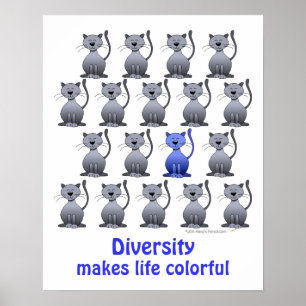 Funny lächelnd Cat Diversity School Motivierend Poster