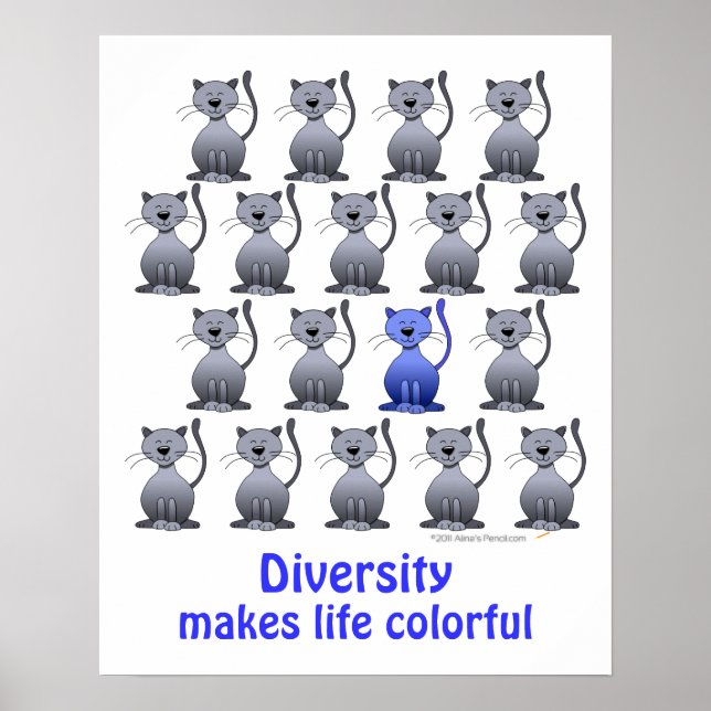 Funny lächelnd Cat Diversity School Motivierend Poster (Vorne)