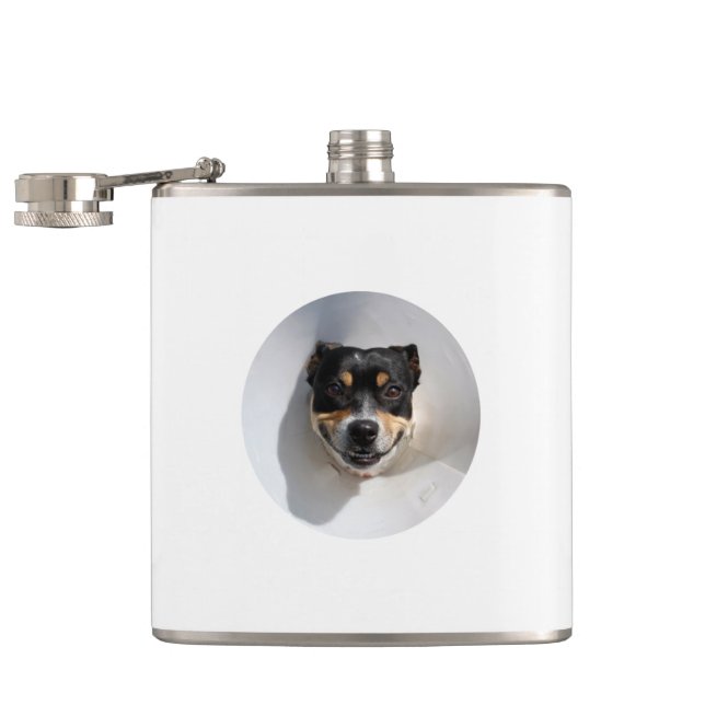 Funny lächelnd Hundekolben Flachmann (Geöffnet)