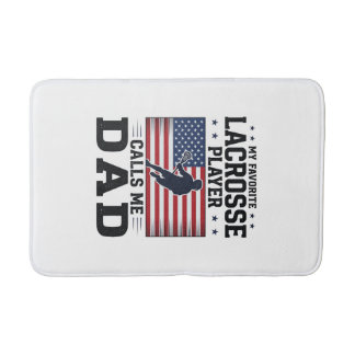 Funny Lacrosse Dad American Flag Vintage Shirt Des Badematte