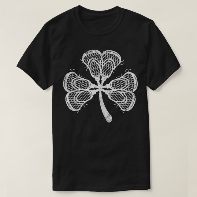 Funny Lacrosse Sticks as Kleeblatt Clover St Patri T-Shirt (Design vorne)