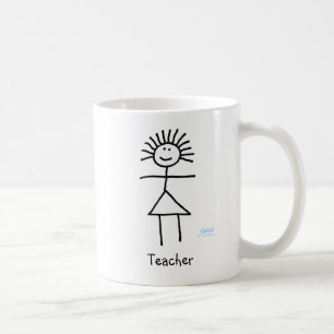 Funny Lady Teacher Female Chalk Strichmännchen Tasse
