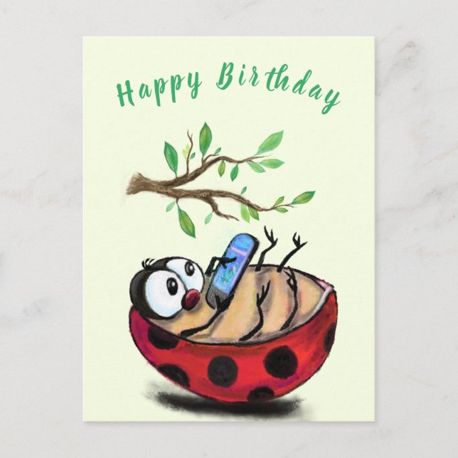 Funny Ladybug Birthday Card Postkarte (Vorderseite)