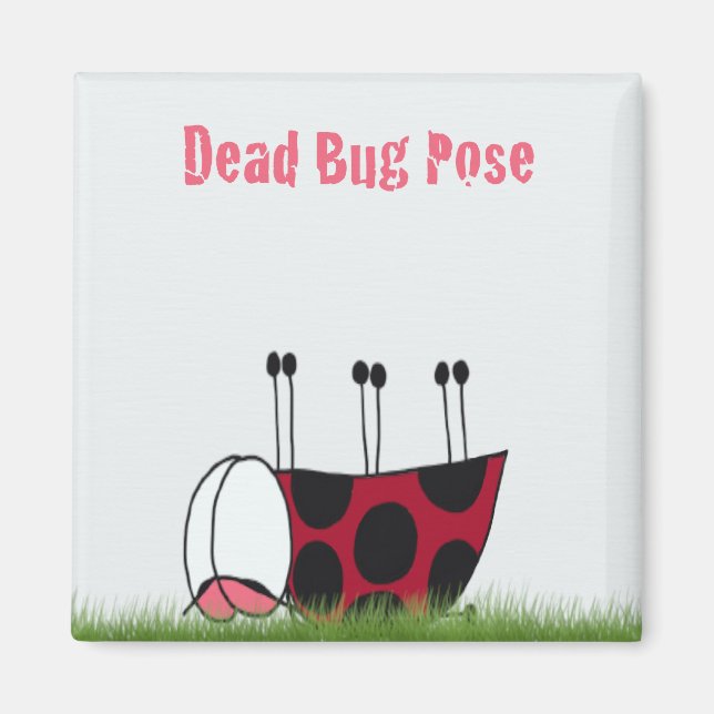 Funny Ladybug Dead Bug Yoga Pose Magnet (Vorne)