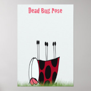 Funny Ladybug Dead Bug Yoga Pose Poster