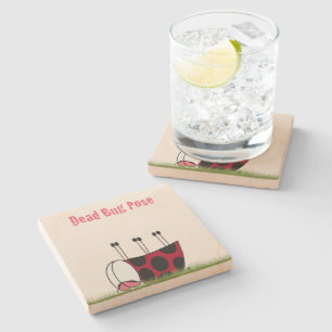 Funny Ladybug Dead Bug Yoga Pose Steinuntersetzer