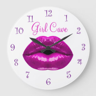 Funny Ladys Girl Cave Große Wanduhr