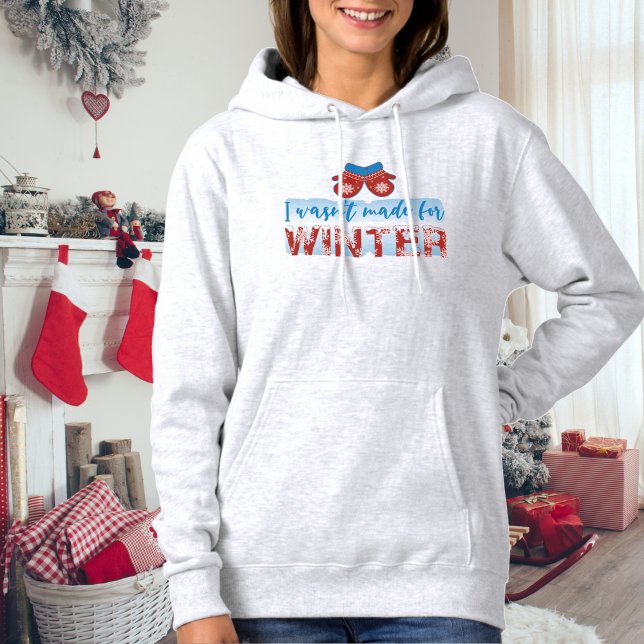 Funny Ladys Winter Hoodie Red (Funny Ladies Winter Mittens T-Shirt Hoodie)