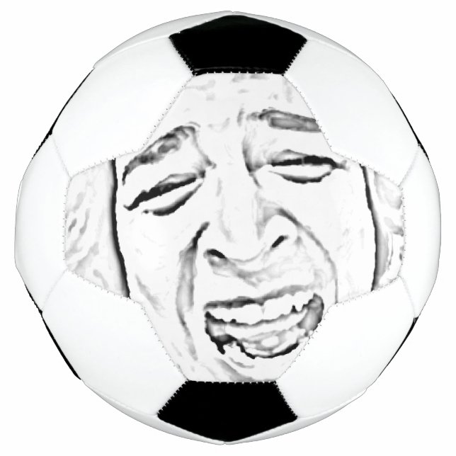 Funny Laghing Face Foto Zeichnend Design Fußball (Vorderseite)