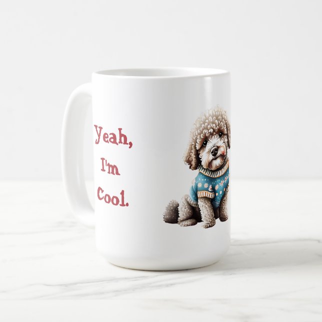 Funny Lagotto Romagnolo in Weihnachts-Sweater Kaffeetasse (Vorderseite Links)