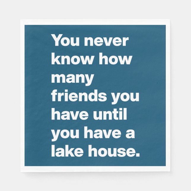 Funny Lake House Freunde Zitat Typografie Blau Serviette (Vorderseite)
