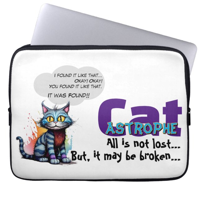 Funny Laptop Sleeve – CatAstrophe: ...not lost (Vorderseite)