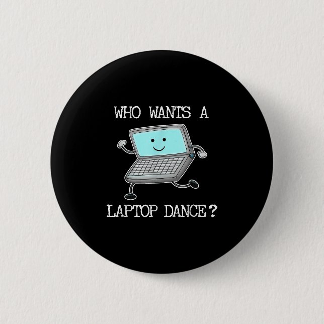 Funny Laptop Tanz Tanz Computer Puzzle Spaß Button (Vorderseite)