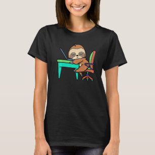 Funny Laptop Zuhause Office Work Sloth Homeworking T-Shirt