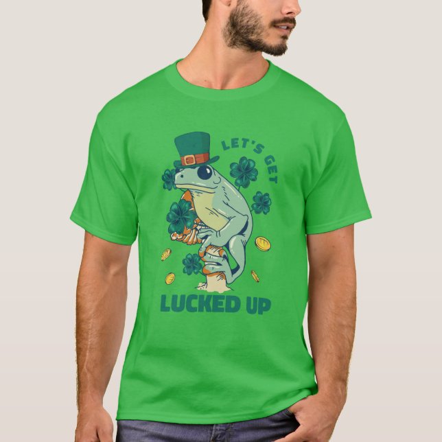 Funny Lasse den St. Patricks Frog zum Glück T-Shirt (Vorderseite)
