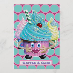 Funny lässig Friends, Familienkuchen und Kaffee Einladung