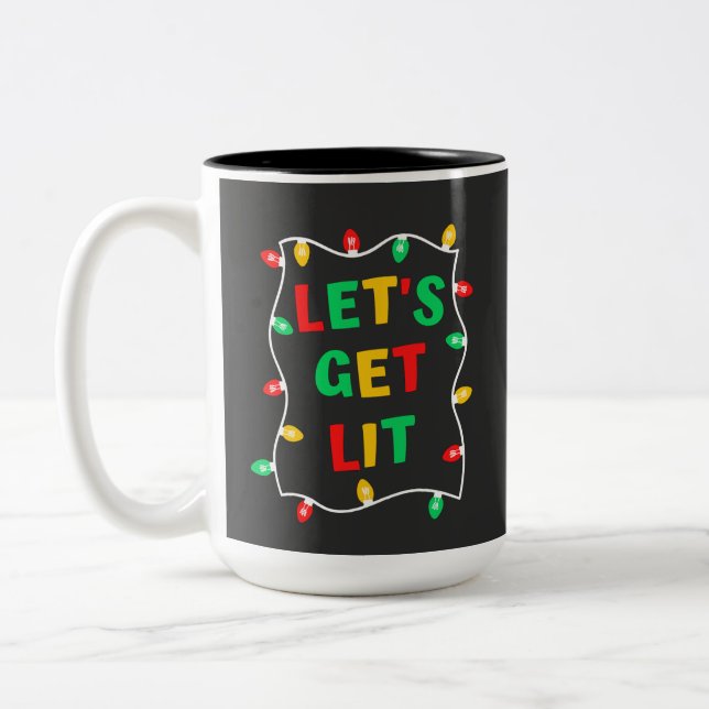 Funny lasst uns Weihnachten sehen Zweifarbige Tasse (Links)