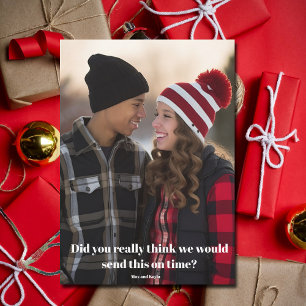 Funny Late Christmas Family Foto Belagert Feiertagskarte