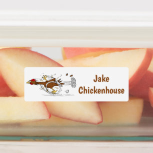 Funny Laufend cool Hähnchen Cartoon personalisiert Etiketten