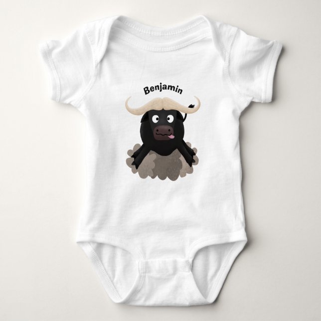 Funny Laufwasser Büffel Cartoon Baby Strampler (Vorderseite)