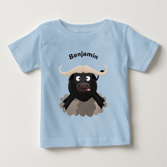 Funny Laufwasser Büffel Cartoon Baby T-shirt (Vorderseite)