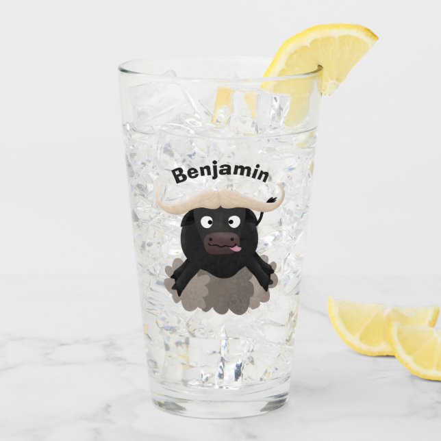 Funny Laufwasser Büffel Cartoon Glas (Rückseite Ice)
