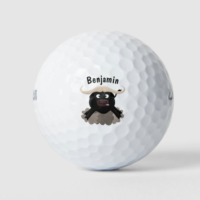 Funny Laufwasser Büffel Cartoon Golfball (Vorderseite)