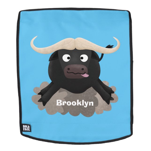 Funny Laufwasser Büffel Cartoon Rucksack (Abnehmbare Front)