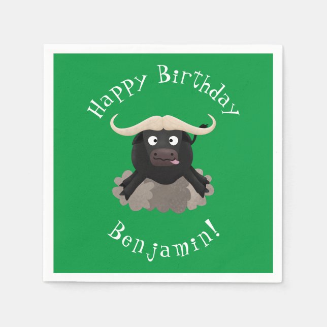 Funny Laufwasser Büffel Cartoon Serviette (Vorderseite)